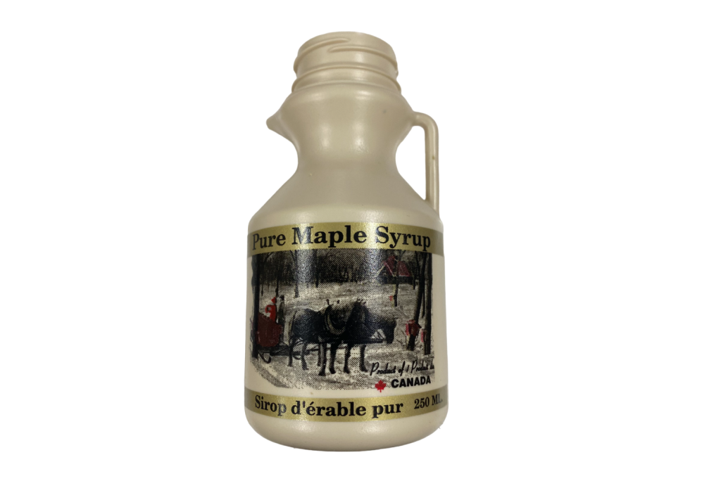 Pichets de sirop d'érable en plastique