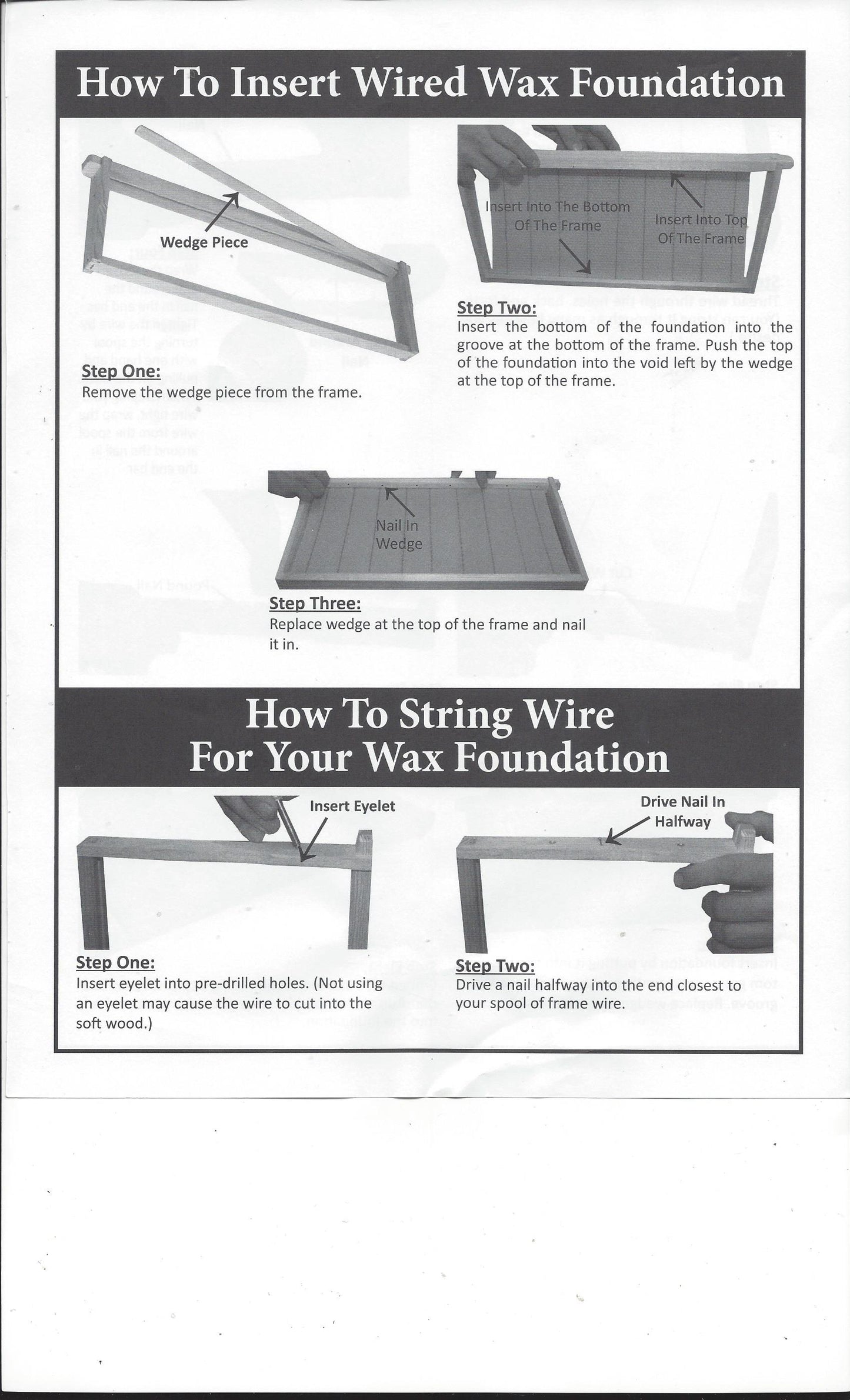 Shallow Wedge & Groove Frames for Wax Foundation
